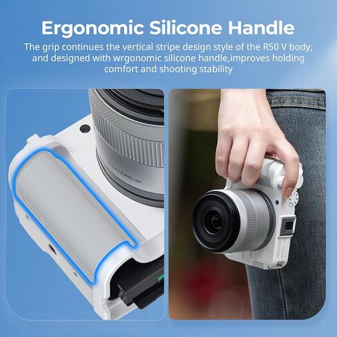 SMALLRIG R50 V Handgrip L-Shape Grip for Canon R50V with Quick Release Plate for Arca, Lightweight Ribbed Side Handle, Cold Shoe Mount, 1/4"-20 threaded holes, Support Vertical Shooting (White) - 5430 in Saudi Arabia