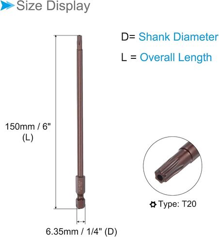 بت مفك البراغي torx المغناطيسي ، T20 6 "طول 1/4" سداسي سداسي ، S2 Steel Star 6 Point Drill Driver Proof - (التطبيقات: لإصلاح السيارات) ، 5 قطع in Kuwait