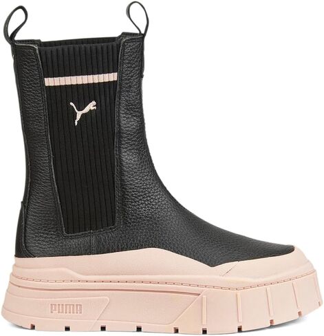 PUMA Womens Mayze Stack Round Toe سحب على منصة تشيلسي أحذية عارضة منتصف العجل منخفض الكعب 1-2 " - أسود in Saudi Arabia
