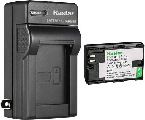 Kastar LP-E6 AC Wall Battery Charger Replacement for Canon EOS 70D, EOS 80D, EOS 90D, XC10, XC15, Blackmagic Pocket Cinema Camera 4K, Blackmagic Pocket Cinema Camera 6K in Saudi Arabia