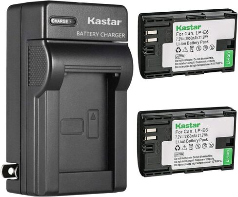 Kastar LP-E6 AC Wall Battery Charger Replacement for Canon EOS 70D, EOS 80D, EOS 90D, XC10, XC15, Blackmagic Pocket Cinema Camera 4K, Blackmagic Pocket Cinema Camera 6K in Saudi Arabia