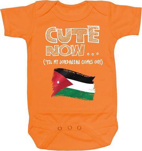 Cute Now... 'Til My Jordanian Comes Out Infant Baby Short Sleeve Jordan Flag Cotton Bodysuit in Saudi Arabia