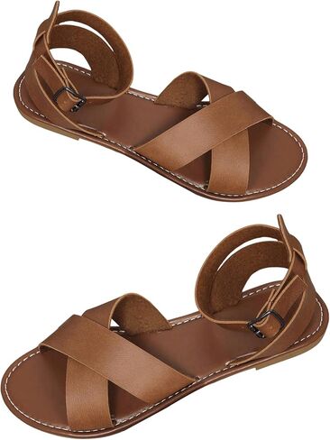 Gorglitter Women's Women's Strapp Open Open Open Straps Candal Sandal 2025 Leather Gladiator Hacaid Sundals Summer in Kuwait