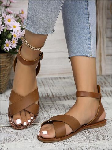 Gorglitter Women's Women's Strapp Open Open Open Straps Candal Sandal 2025 Leather Gladiator Hacaid Sundals Summer in Kuwait