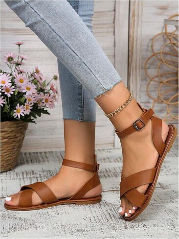 Gorglitter Women's Women's Strapp Open Open Open Straps Candal Sandal 2025 Leather Gladiator Hacaid Sundals Summer in Kuwait