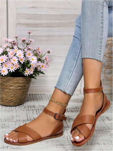 Gorglitter Women's Women's Strapp Open Open Open Straps Candal Sandal 2025 Leather Gladiator Hacaid Sundals Summer in Kuwait