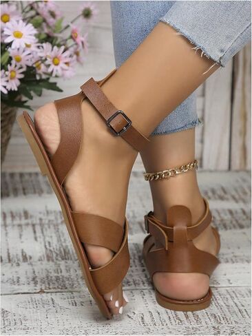 Gorglitter Women's Women's Strapp Open Open Open Straps Candal Sandal 2025 Leather Gladiator Hacaid Sundals Summer in Kuwait