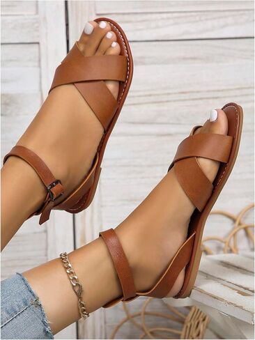 Gorglitter Women's Women's Strapp Open Open Open Straps Candal Sandal 2025 Leather Gladiator Hacaid Sundals Summer in Kuwait