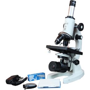 2500x, Monocular Biological Compound Microscope for Kids Students Adults Home School or Lab. Metal Body, Mechanical Stage, LED Illumination, Rechargeble Batteries, Coarse & Fine Focusing