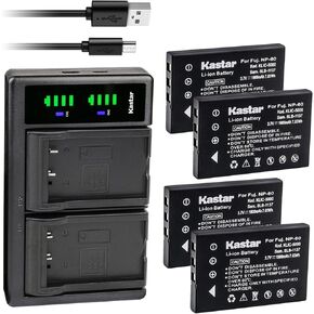 Kastar 2-Pack Battery and LTD2 USB Charger Replacement for Fujifilm NP-60 HP A1812A L1812A L1812B Photosmart R07 Q2232-80001, Kodak KLIC-5000 K7600-C, Toshiba NP-60 PDR-BT3, Olympus LI-20B