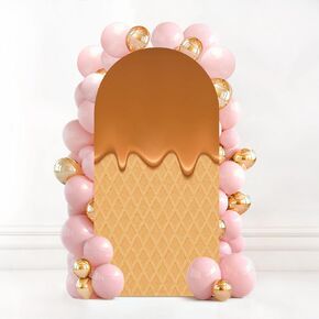 7.2FT Wedding Arch Backdrop Cover Wafer Seamless Texture Spandex Fitted Round Top Arch Stand Covers for Birthday Party Baby Shower Banquet Decoration