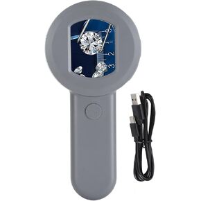 Handheld Digital Microscope, 2.0in HD Screen 16MP Portable Trichome Magnifying Glass Built in 8LED Lights, Type C USB 2.0 Microscope Camera for Jewelry Identification (Grey)