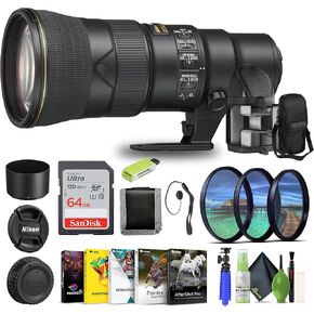 Nikon AF-S NIKKOR 500mm F/5.6E PF ED VR Telephoto Lens for Nikon DSLR (20082) + 64GB Memory Card + Backpack + Card Reader + Corel Photo Software + Filter Kit + Flex Tripod + Memory Wallet + More