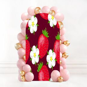 7.2FT Wedding Arch Backdrop Cover Currants Seamless Red Spandex Fitted Round Top Arch Stand Covers for Birthday Party Baby Shower Banquet Decoration