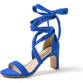 Amoji Women 3 Inch Strappy Heels Lady Heeled Sandal Strap Up Wedding Party Shoes 333