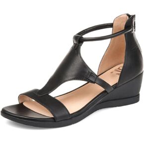 Journee Collection Women's Trayle Wedge Sandals, Black, 9 Wide