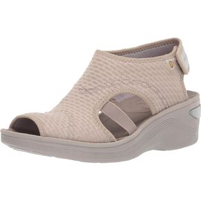 Bzees Women's DREAM Sandal, Beige sheer fishnet, 5.5 M US