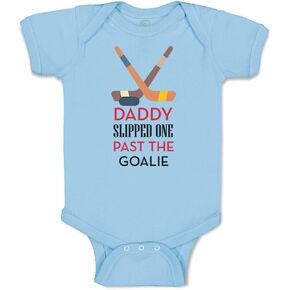 Cute Rascals Baby Bodysuit Daddy Slipped 1 past The Goalie Hockey Dad Father's Day Boy & Girl Baby Clothes Funny Cotton Light Blue Design Only Newborn
