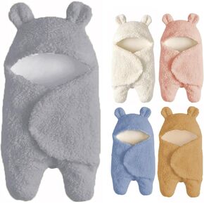 Baby Swaddle Blanket Boys Girls Cute Cotton Plush Receiving Blanket Ultra-Soft Newborn Sleeping Wraps for Infant 0-6 Months Baby Girl Shower Gift - Grey, One Size (Grey-Sw)