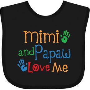 inktastic Mimi and Papaw Love Me Baby Bib