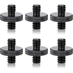 6 Pack 1/4 Male to 1/4 Male Tripod Screw, Black 1/4 Tripod Screw, Double Head Ring Camera Screws Mount, Tripod Camera Mount Adapter for Cage