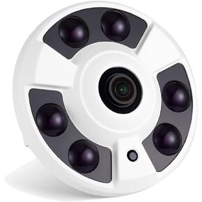5MP Fisheye POE IP Camera HD Indoor CCTV Security Camera, 1.7mm Lens 180° View Angle 6 Array LED IR Night Vision H.265 Motion Detection (IF02-P-HS-S White)