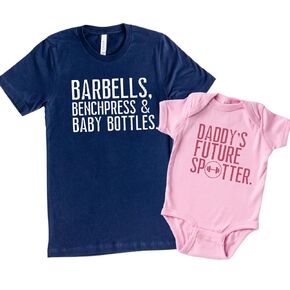 Daddy's Future Spotter Fathers Day Gifts From Baby Boy For Cross Fit Dad, Matching Shirts For Father And Newborn Son Daughter, Gym Dad Shirts, Funny Fathers Day Workout Buddy And Daddy T-Shirt.