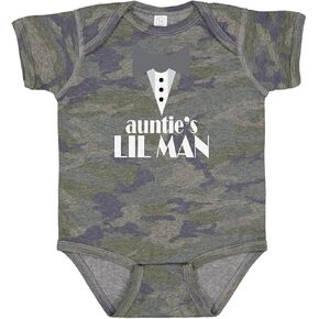 inktastic Auntie Lil Man Tuxedo Front Baby Bodysuit