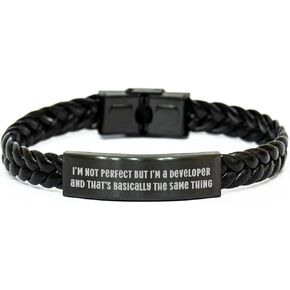 Developer Perfection Isn't Required Funny Gifts for Coders Unique Interlaced Leather Developer Accessories for Christmas