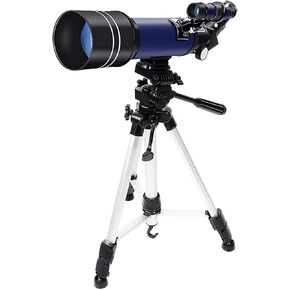Astronomical Telescope for Kids Beginners Adults 70mm Astronomical Refractor Telescopes Monocular with Height Adjustable Tripod Pho (White)