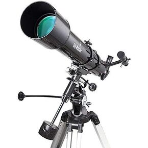 Focal Length 600Mm Telescope Refractor Telescope Scope Multilayer Green Film Finder Mirror 6Times;30 Zenith Mirror 90 Degrees with Equatorial Mount and Tri