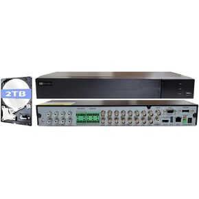 SuperLive Plus Mobile APP 5MP 16CH Hybrid DVR with 2TB HDD Supports 16CH Input up to 5MP HD-TVI/CVI/AHD for Analog Cameras + up to 8 CH IP, H.265 2xSATA, NDAA Compliant, Free Remote Surveillance APP