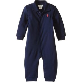 Ralph Lauren Baby Boys Infant Big Pony Mesh Polo Coverall (Navy, 6 Months)