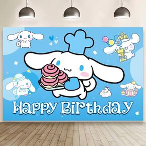 Cartoon Dog Birthday Decorations Happy Birthday Banner Backdrop for Kids Birthday Party Supplies (5x3ft)