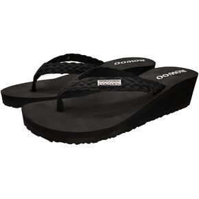Women’s Metal Decoration Platform High Wedge Flip Flops Ladies Soft Cushion Summer Thong Sandals
