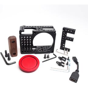 Cage Kit for Sigma FP and FPL | Complete Kit + | Wood Handle | Side Plate | L Mount Cap | Sigma FP Cage | USBC Cable Lock | HDMI Cable Lock | Camera Rig System (FP | FPL - Complete Cage Kit)