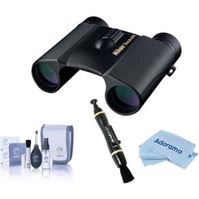 Nikon 10x25 Trailblazer ATB Compact Roof Prism Binocular with 6.5 Degree Angle of View, Black, Bundle with Cleaning Kits