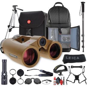 Leica 10x42 Geovid Pro AB+ Rangefinder Binocular Bundle Includes Cleaning kit, Screen Protector, Sling Backpack, led Flashlight, Adapter Tray, monopod, 72'' Tripod + More