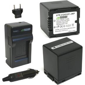 Wasabi Power Battery (2-Pack) and Charger for Panasonic CGA-DU21, VW-VBD210
