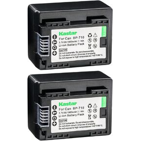 Kastar Battery BP-718 (2 pack) لـ Canon BP-718 BP-727BP-709 CG-700 و Vixia HF M50 HF M52 HF M500 HF R30 HF R32 HF R40 HF كاميرات
