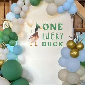 One Lucky Duck Decal - Mallard Duck First Birthday Party Decorations for Balloon Arch Backdrop,Duck FarmTheme Sticker Decorations Photo Props