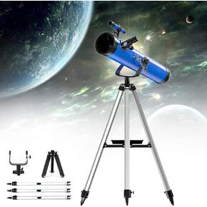 Professional Astronomical Telescope 700/114mm Professional Refractor Telescope Zoom 875X HD Outdoor Monocular Space Telescope with Adjustable Tripod+Finder Scope+3 eyepieces+Moon Filter+1.5X/5X Barlow
