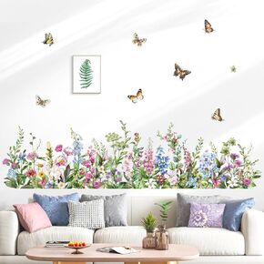 decalmile الأخضر العشب الزهرة جدار الزاوية شروط حديقة الفراشات الزهور اللوحة القاعدة خط الجدار ملصقات غرفة نوم غرفة المعيشة الأطفال