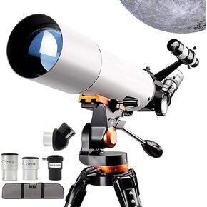 Telescope for Beginners Adults 80 Mm Astronomical Refractor Telescopes with Height Adjustable Tripod Phone Mount Moon Filter 3X Barlow Lens Viewing The Natural Scenery Nice Family