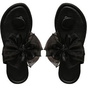 Verdusa Women's Cute Tulle Bow Flat Sandals Clip Toe Flip Flops Slip on Slippers
