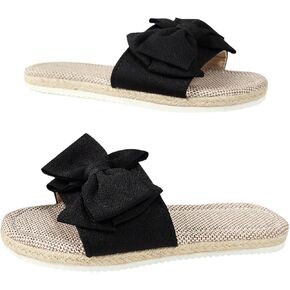 Verdusa Women's 3D Bow PU Leather Flat Sandals Open Toe Slip on Summer Slides Slippers