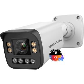 VIKYLIN 4K Optical Zoom IP Camera/8MP Full Color 5X Outdoor Varifocal Bullet PoE Camera 2.7~13.5mm Lens,Smart Dual Light, 2- Way Audio,SD256GB,AI Human/Vehicle Detection