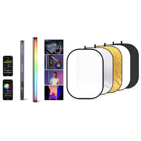 Neewer TL60 RGB Tube Light مع 59 "X79"/150x200 سم عاكسات الضوء ، 20 واط كاملاً RGBWW LED إضاءة الفيديو العصا لاستوديو التصوير الفوتوغرافي تدفق ، تطبيق/2.4 جم/DMX ، 7 بكسل تأثيرات