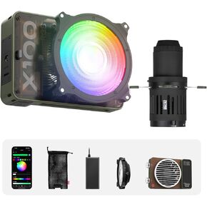ZHIYUN MOLUS X100 RGB Standard 00W Video Light [Official] with Mini Spotlight Conical Optical Snoot kit Photography Studio Video Lighting Projector Accessory with 10 Gobos Free Cutting