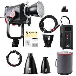 Aputure Storm 1200x Point Point Source Bundle (أسود) مع مجموعة عاكس Aputure Storm 1200x مع عاكسات متوسطة ضيقة 15 درجة و 30 درجة (أسود) (عنصران)